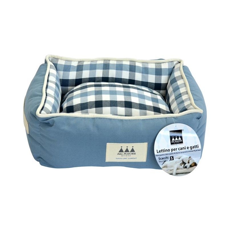 Patut pentru caini si pisici Scacchi Bleu/Cadril L, 86 x 61 x 23 cm