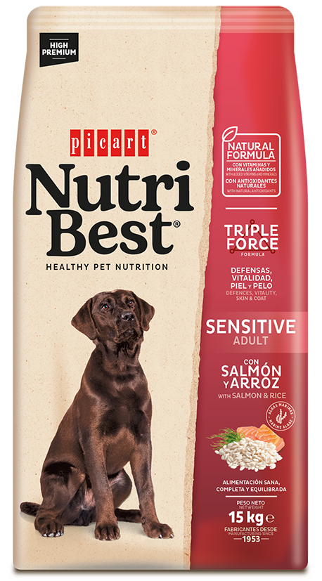 Hrana Uscata Caini, NutriBest Adult Dog Sensitive, Somon si Orez, 15 kg