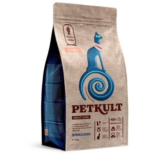 Hrana uscata Petkult Adult Care Sterilized pentru pisici, cu continut ridicat de somon, 2 kg