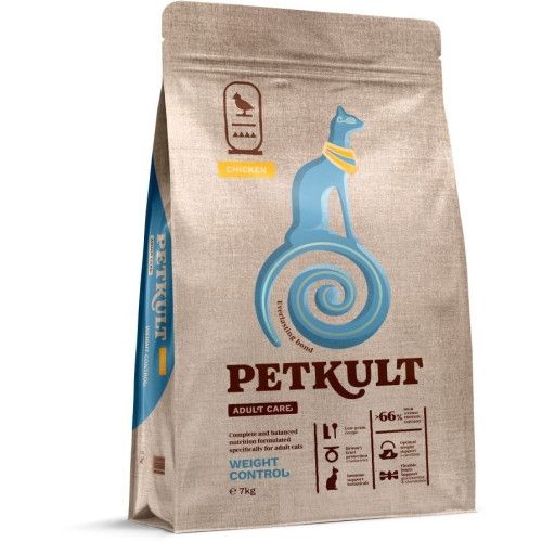 Hrana uscata Petkult Adult Care Weight Control pentru pisici, cu pui, 7 kg