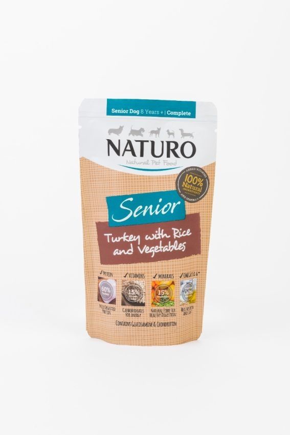 Pouch Naturo Senior cu Carne de Curcan, Orez si Legume, 150 g