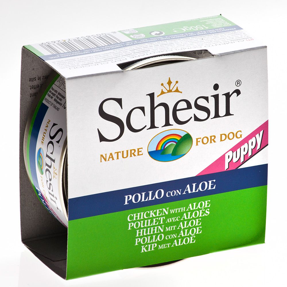 Schesir Dog Junior, Pui/ Aloe, conserva 150 g