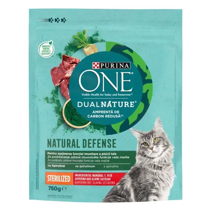 PURINA ONE DualNature, Sterilized cu Vita, hrana uscata pentru pisici sterilizate, 750 g