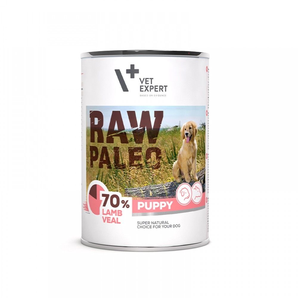 Raw Paleo Puppy Duo Protein, Miel & Vitel, 400 g 400