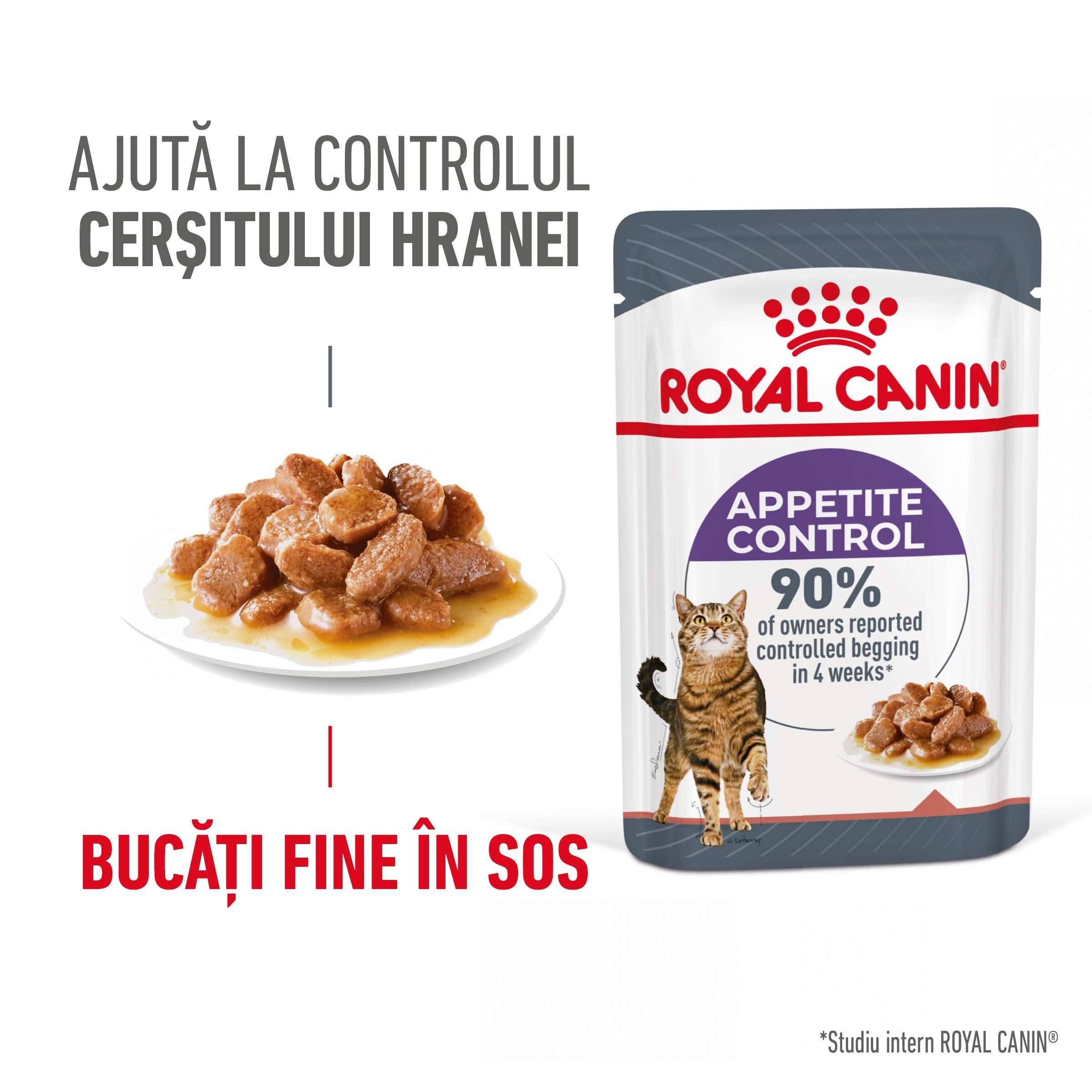 Royal Canin Appetite Control, hrana umeda pisica sterilizata, reglarea apetitului (in sos), 12 x 85 g