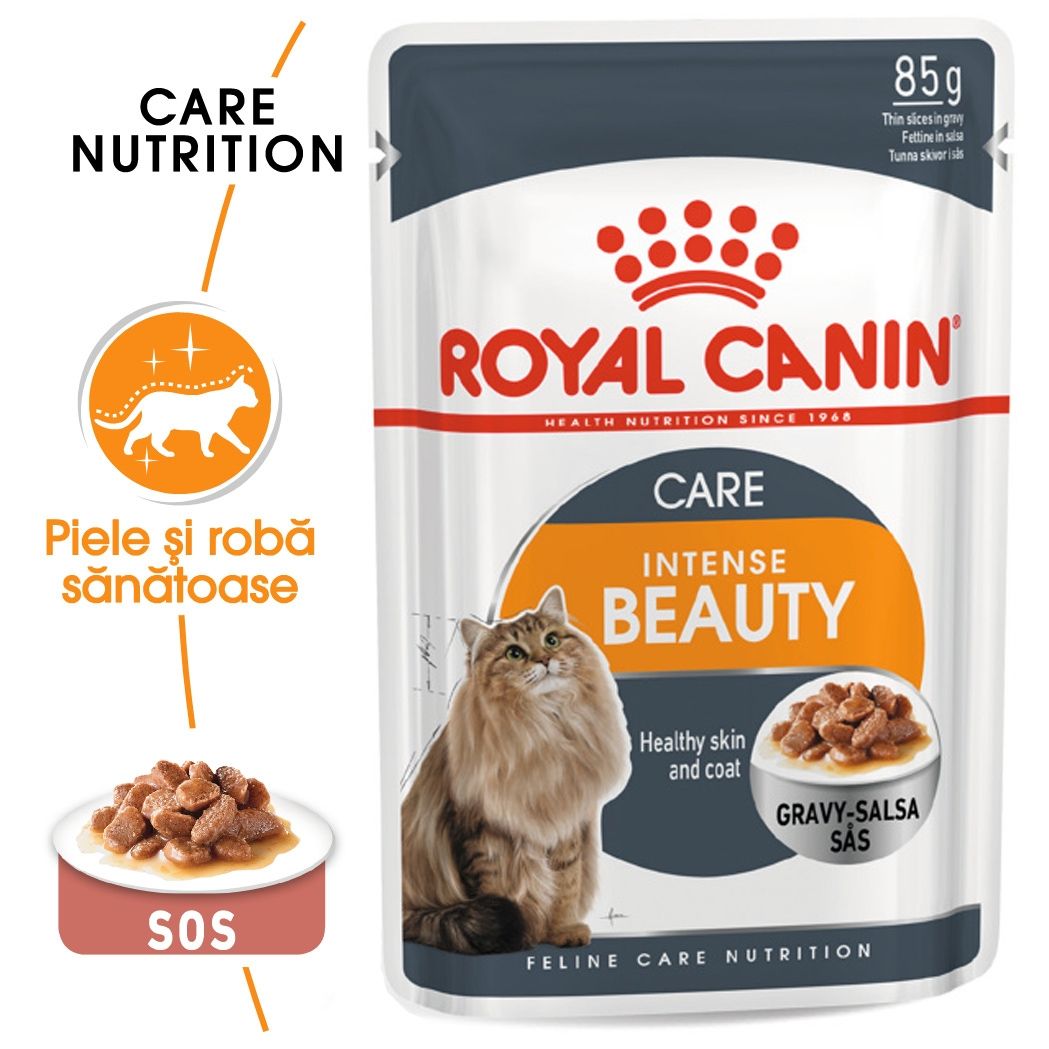 Royal Canin Intense Beauty Care Adult Hrana Umeda Pisica, Piele/ Blana Sanatoase (in Sos), 85 G