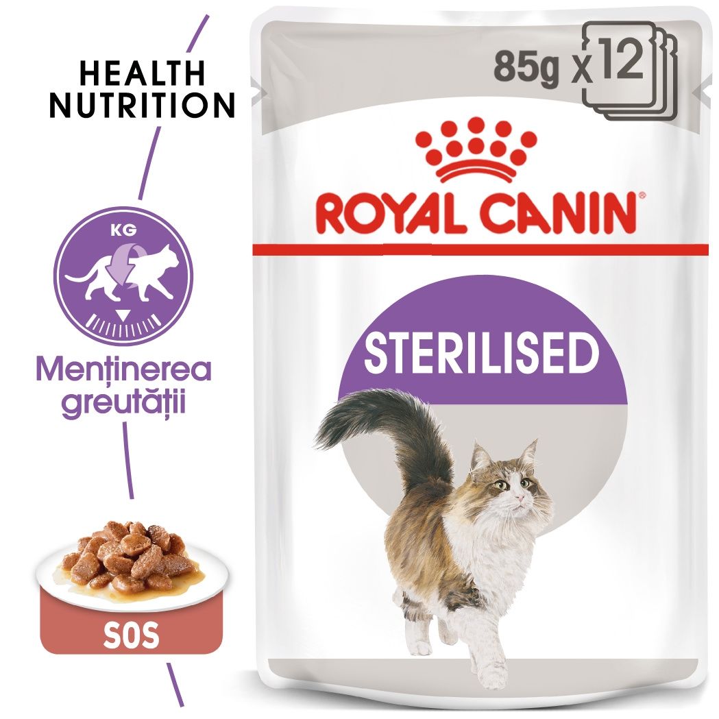 Royal Canin Sterilised Adult Hrana Umeda Pisica Sterilizata (in Sos), 12 X 85 G