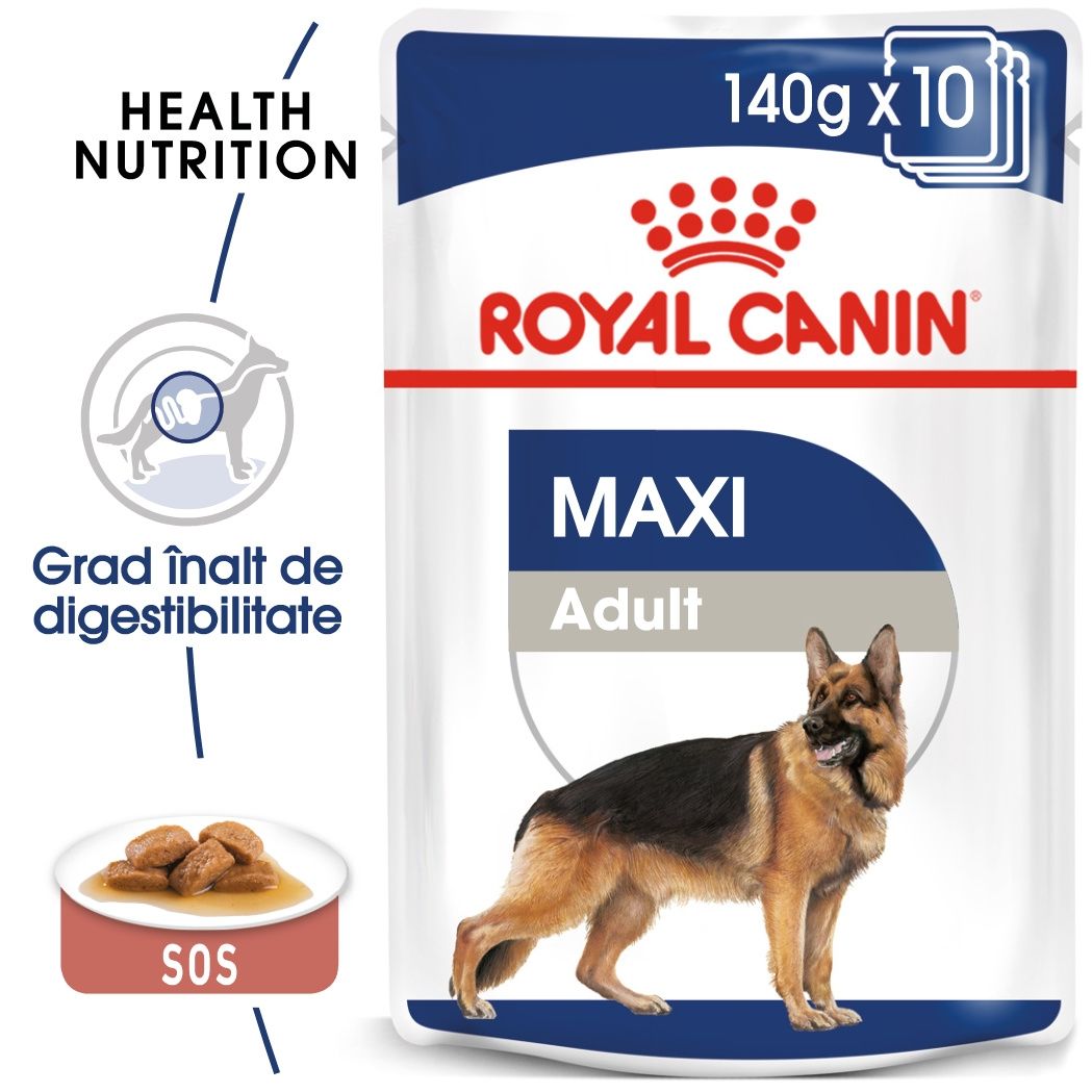 Royal Canin Maxi Adult Hrana Umeda Caine (in Sos), 10 X 140 G