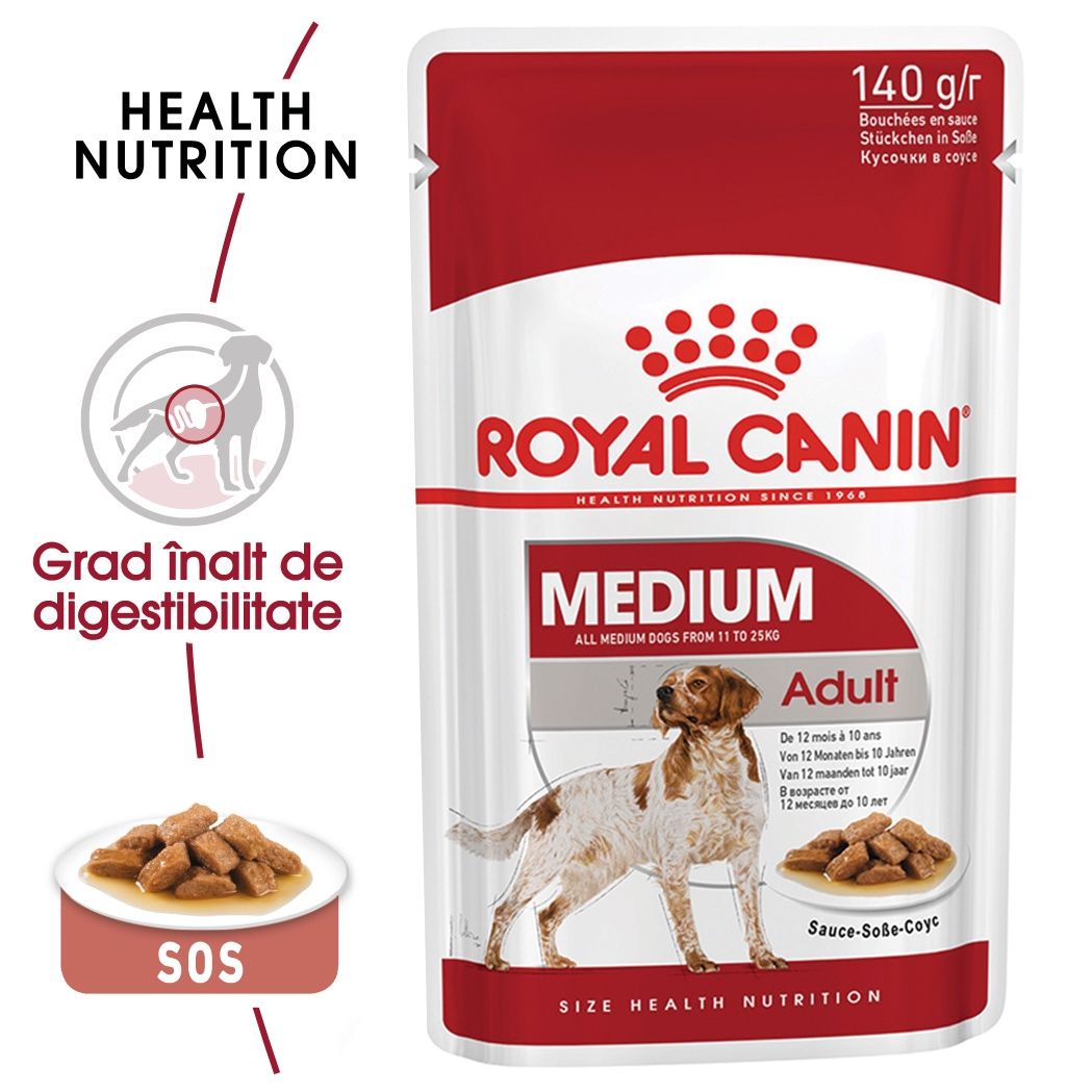 Royal Canin Medium Adult hrana umeda caine (in sos), 140 g 140 imagine 2022
