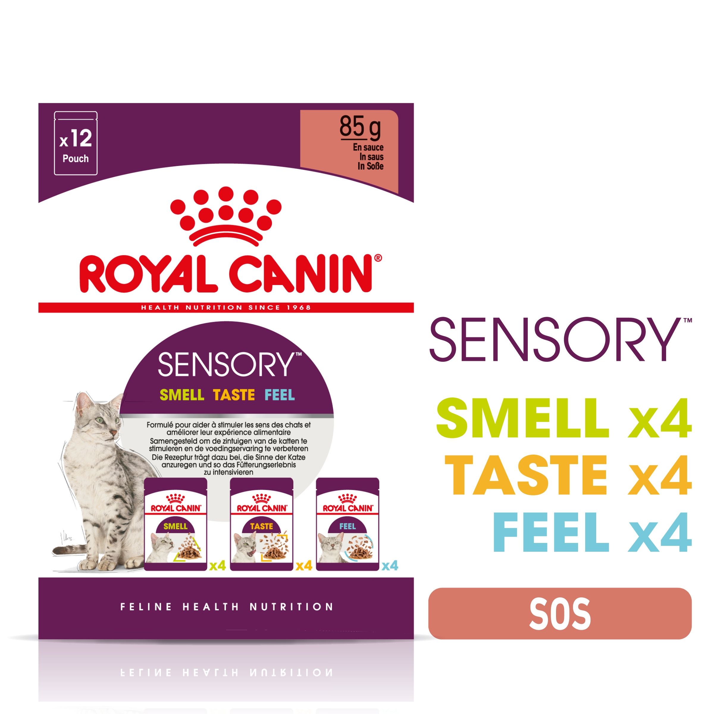 Royal Canin Sensory, hrana umeda pisici, stimularea simturilor (in sos), 12 x 85 g