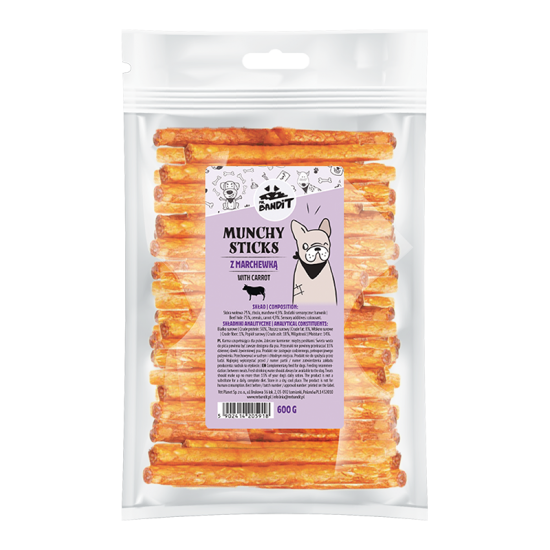 Mr. Bandit, Munchy Sticks, Cu Morcov, 600 g