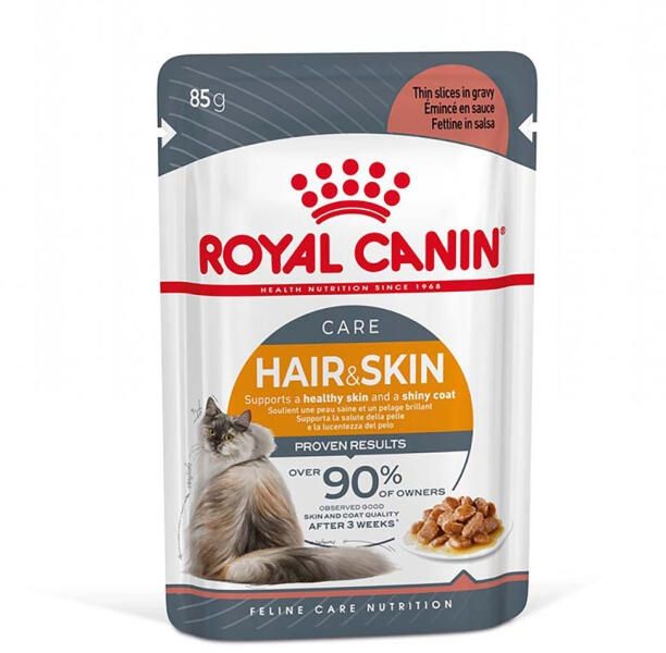 Royal Canin Hair & Skin Care Adult Hrana Umeda Pisica, Piele/ Blana Sanatoase (in Sos), 85 G
