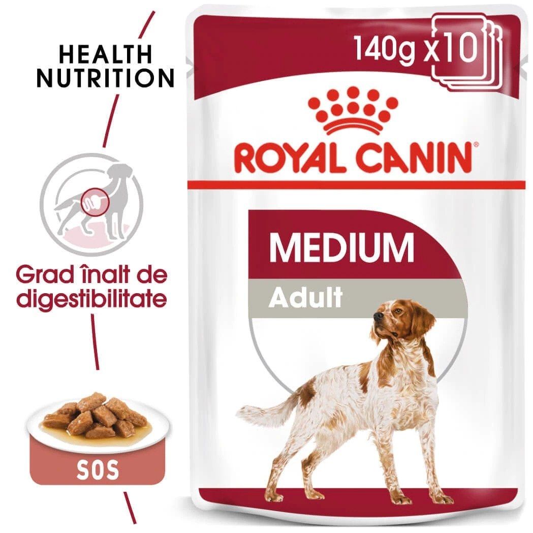 Royal Canin Medium Adult hrana umeda caine (in sos), 10 x 140 g (în imagine 2022