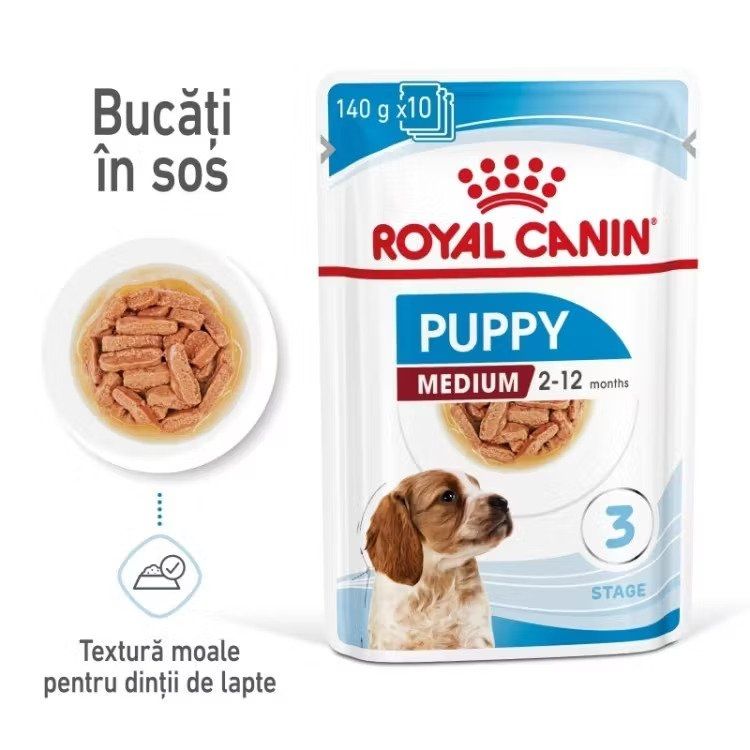 Royal Canin Medium Puppy hrana umeda caine junior (in sos), 140 g (in