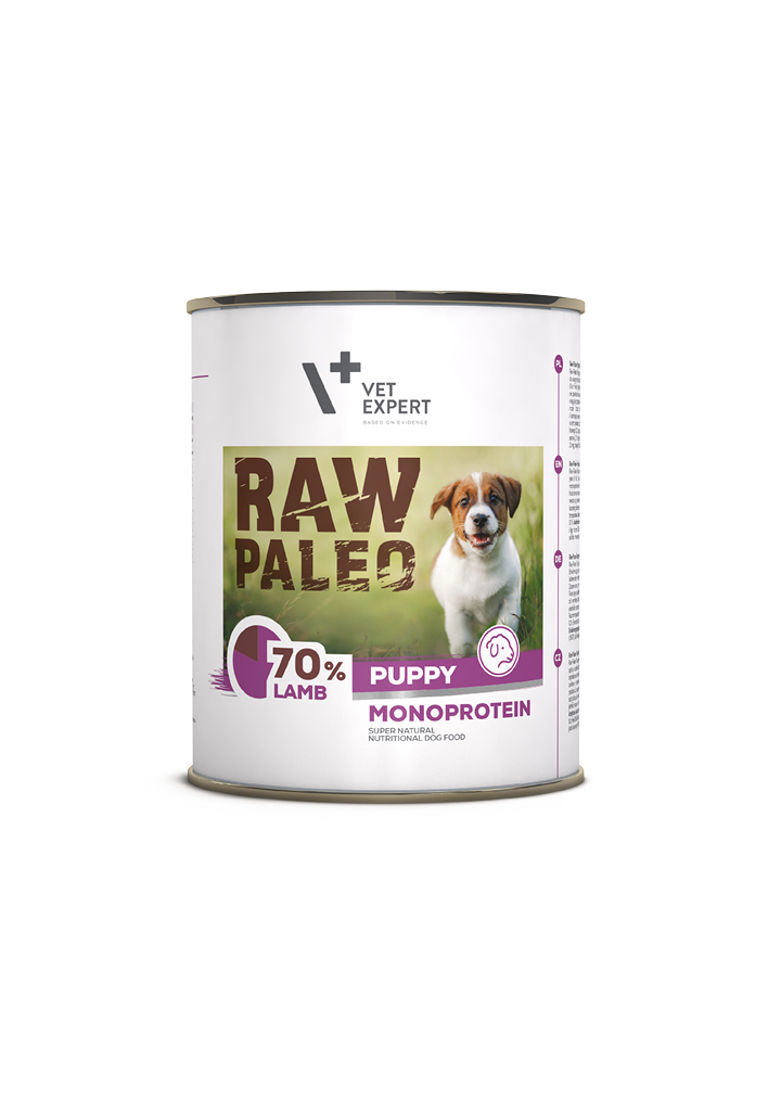 Raw Paleo Puppy, Conserva Monoproteica, Miel, 800 G
