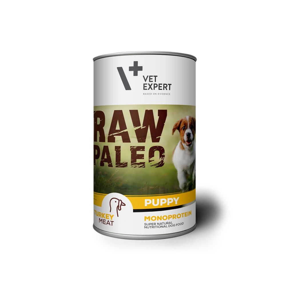 Raw Paleo Puppy, Conserva Monoproteica, Curcan, 400 g (conserva)