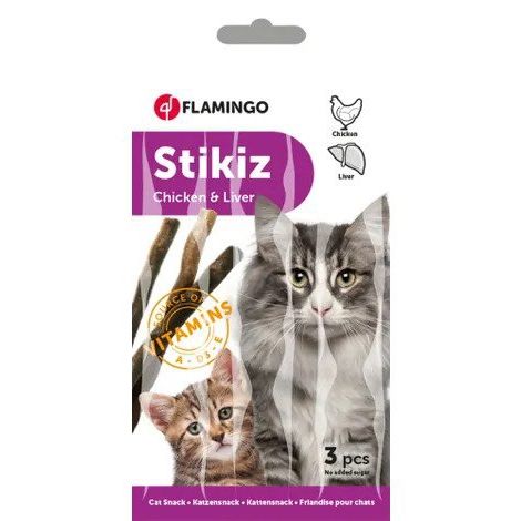 Snack Cat Pui si Ficat, Flamingo Stikiz, 15 g Cat imagine 2022