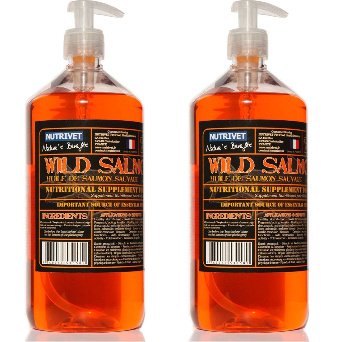 Nutrivet Ulei de Somon, 500 ml (2 x 250 ml)