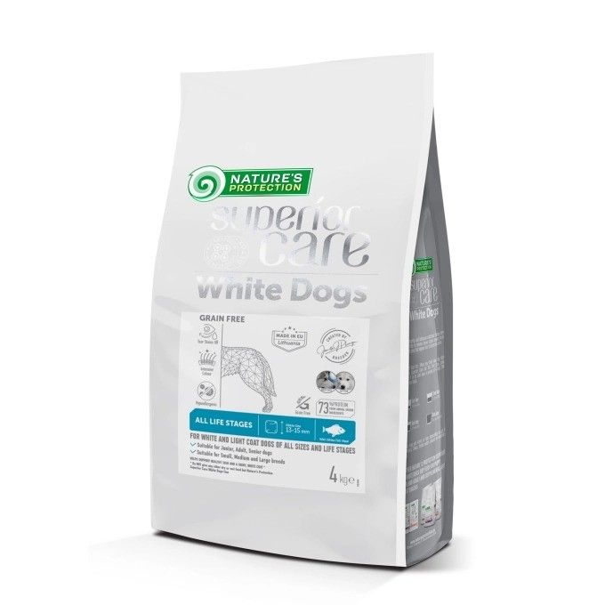 Nature\'s Protection Superior Care Dry GF White Fish, Dogs All Sizes and Life Stages White Coat, 10 kg