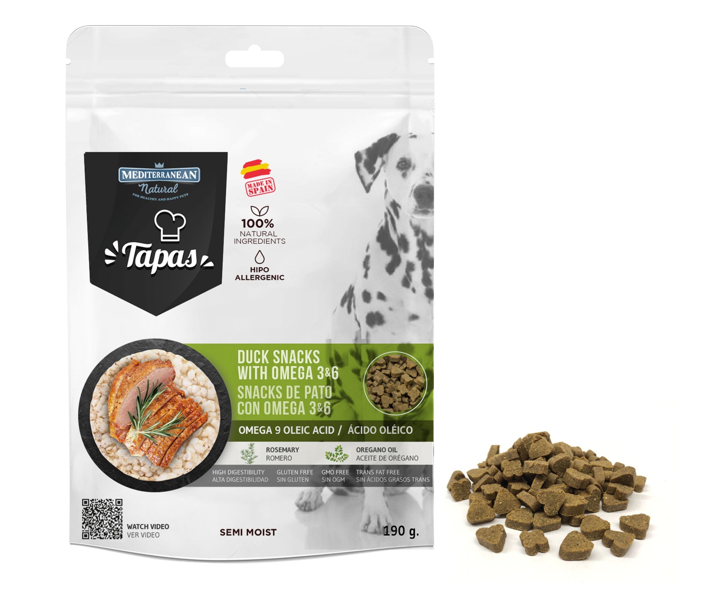 Recompense Tapas Mediterranean Natural, Caini, Rata & Omega 3&6, 190 g