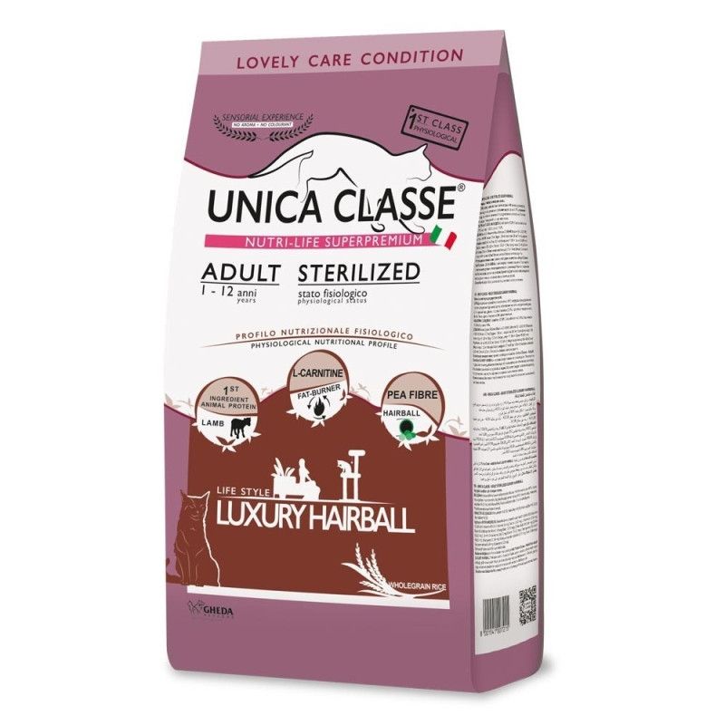 Hrana uscata Unica Classe Pisica Adult Sterilised Luxury Hairball cu Miel, 10 kg