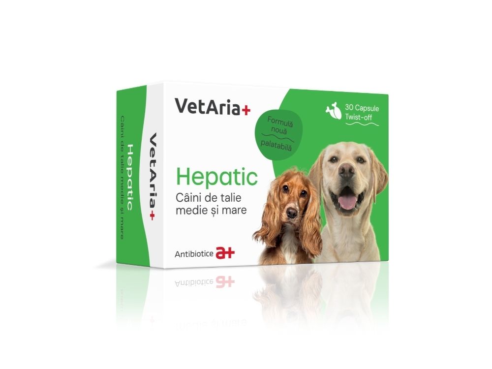 VetAria+ Hepatic Caini de talie medie si mare 30 capsule Twist-off