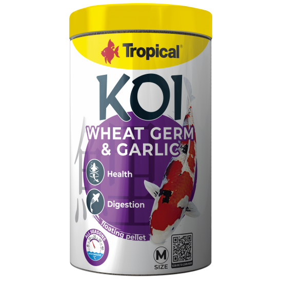 KOI Wheat Germ & Garlic Growth & Colour Pellet M Tropical Fish, 5 l/ 1.6 kg