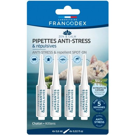Francodex, Spot On Repulsiv Antistres Kitten, 4×0.6 ml