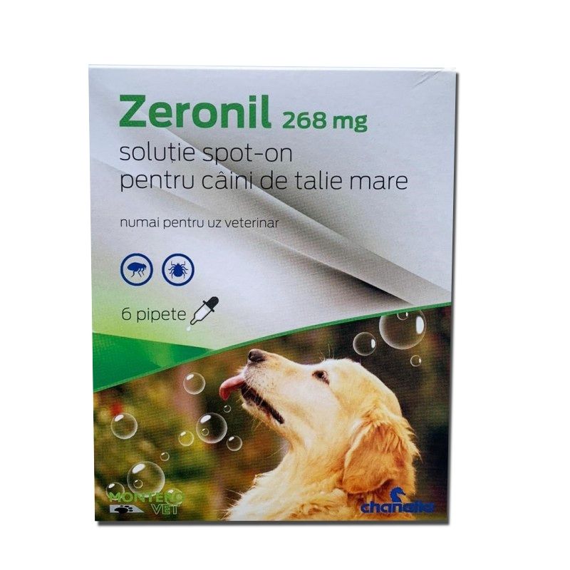 Pipete antiparazitare caini, Zeronil, 268 mg 20 – 40 kg 6 pipete