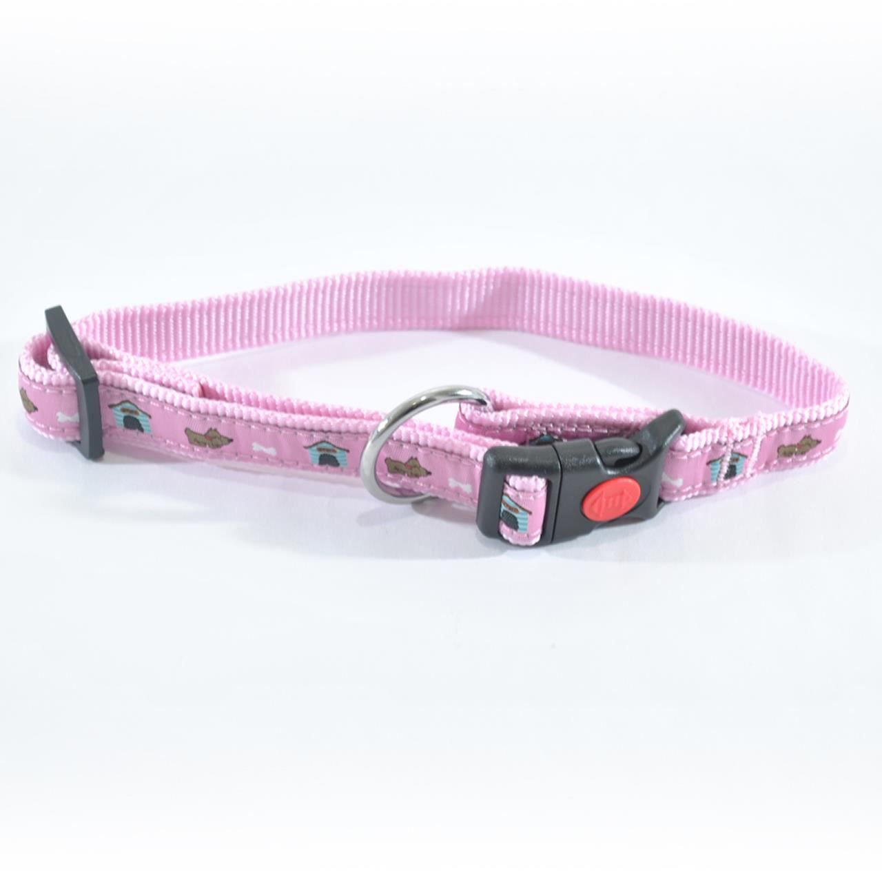 Zgarda Nylon Caini Mol Model Pink 10 mm x 15-25 cm