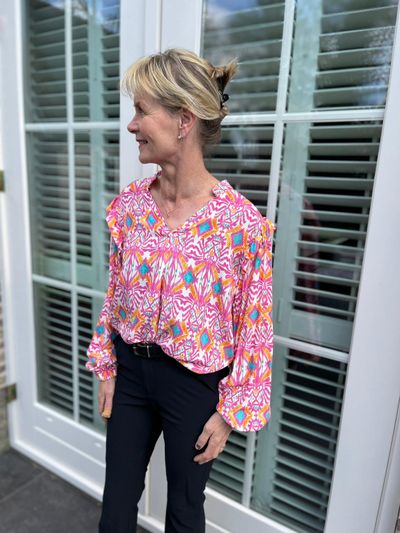 Foto van Blouse print etro oranje roze 