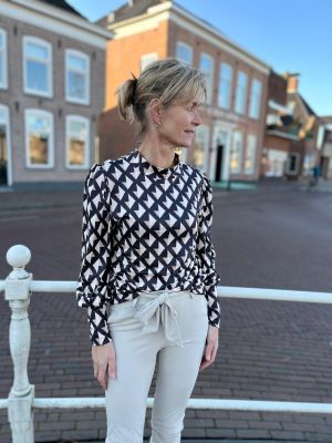 Foto van Perla Nera shirt ruit zand zwart 