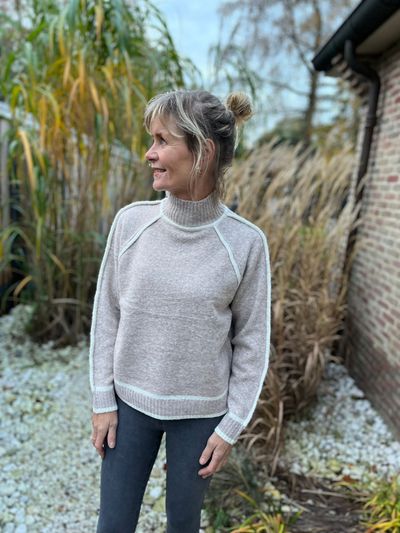 Foto van Col trui witte bies beige
