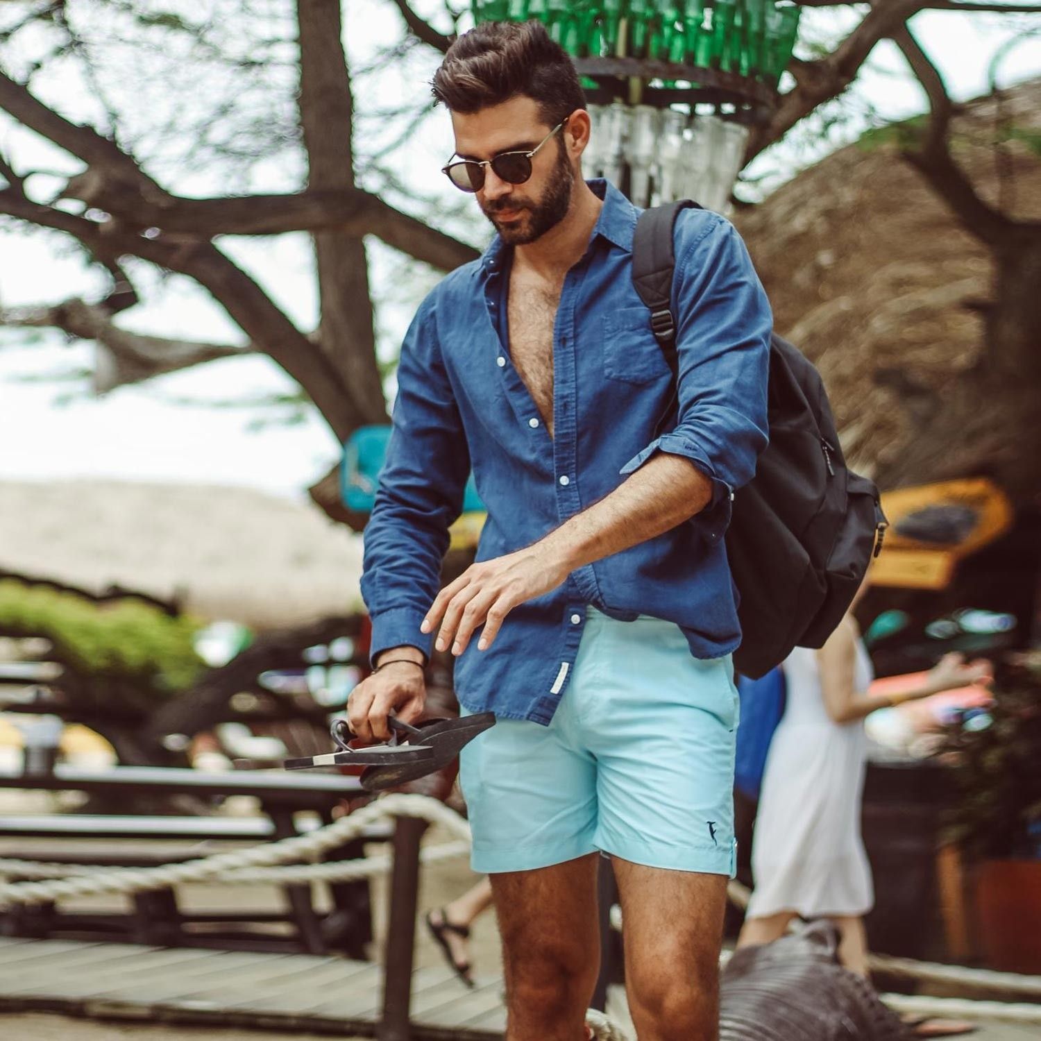 Luxury Mens Swimwear Light Blue with Stripes | Sanwin Beachwear | Sanwin  Beachwear