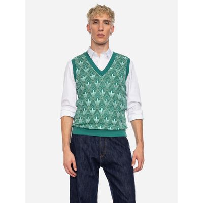 Foto van ATO Berlin | biokatoen spencer Falk, lichtgroen retro jacquard print