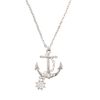 Afbeelding van Zacharia | Halsketting met zilverkleurig anker met diamant en stuurwiel, sailorstijl