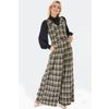 Afbeelding van Voodoo Vixen | Groen geruit Western gilet met knopen en roze rozen borduursels