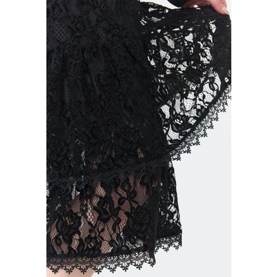 Foto van Jawbreaker | Kuitlange romantische Gothic rok met laagjes kant