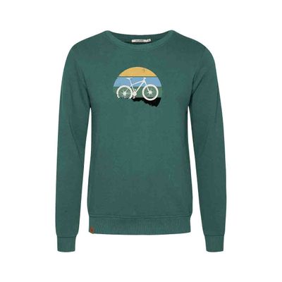 Foto van Green Bomb | Trui sweater Bike downhill, jungle green bio katoen