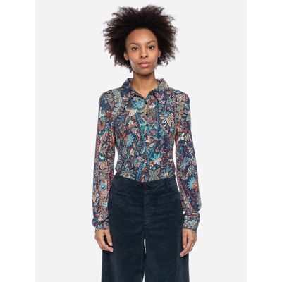 ATO Berlin | Blouse Arabella, donker blauw paisley patroon