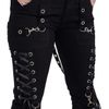 Afbeelding van Poizen Industries | Goth broek Trinity, zwart met corset details en ritsen en banden