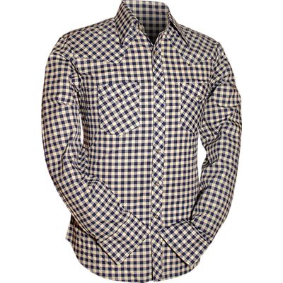 Chenaski | Rockabilly '50 cowboy overhemd, creme blue Scot