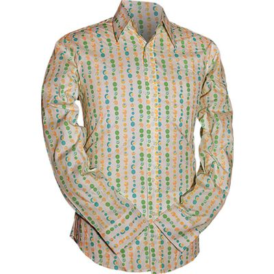 Chenaski | Overhemd 70's, Dots and tiny flowers, creme groen