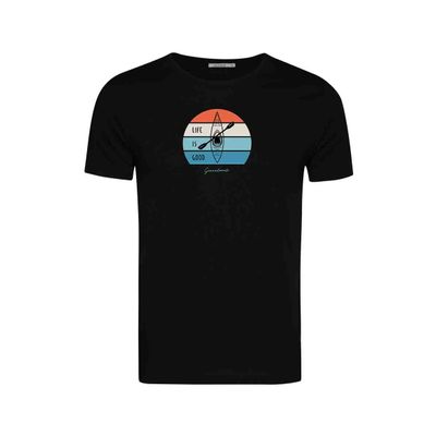 Foto van Green Bomb | T-shirt Nature kayak, zwart bio katoen