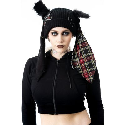 Foto van Cup Cake Cult | Punk muts Rini met rode tartan konijnen oren en ketting