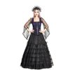 Afbeelding van Sinister | Lange Boho Goth rok Sophia, zwart satijnen met laagjes gedrapeerd kant