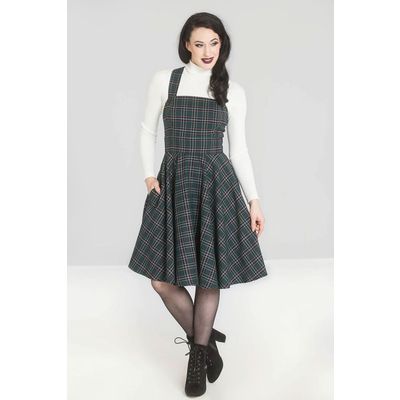 Foto van Hell Bunny | Jurk Peebles Pinafore van groene tartan