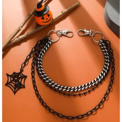 Foto van Zacharia | 3 dubbele zwarte-heupketting met spinnenweb en clips
