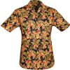 Afbeelding van Chenaski | Overhemd korte mouw, jungle plants navy, groen roze