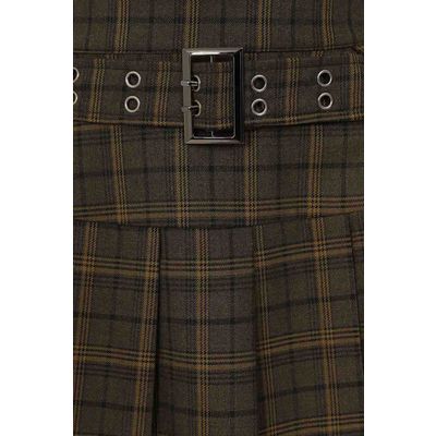 Foto van Banned | Groene schotse tartan mini rok met punky riem en gesp